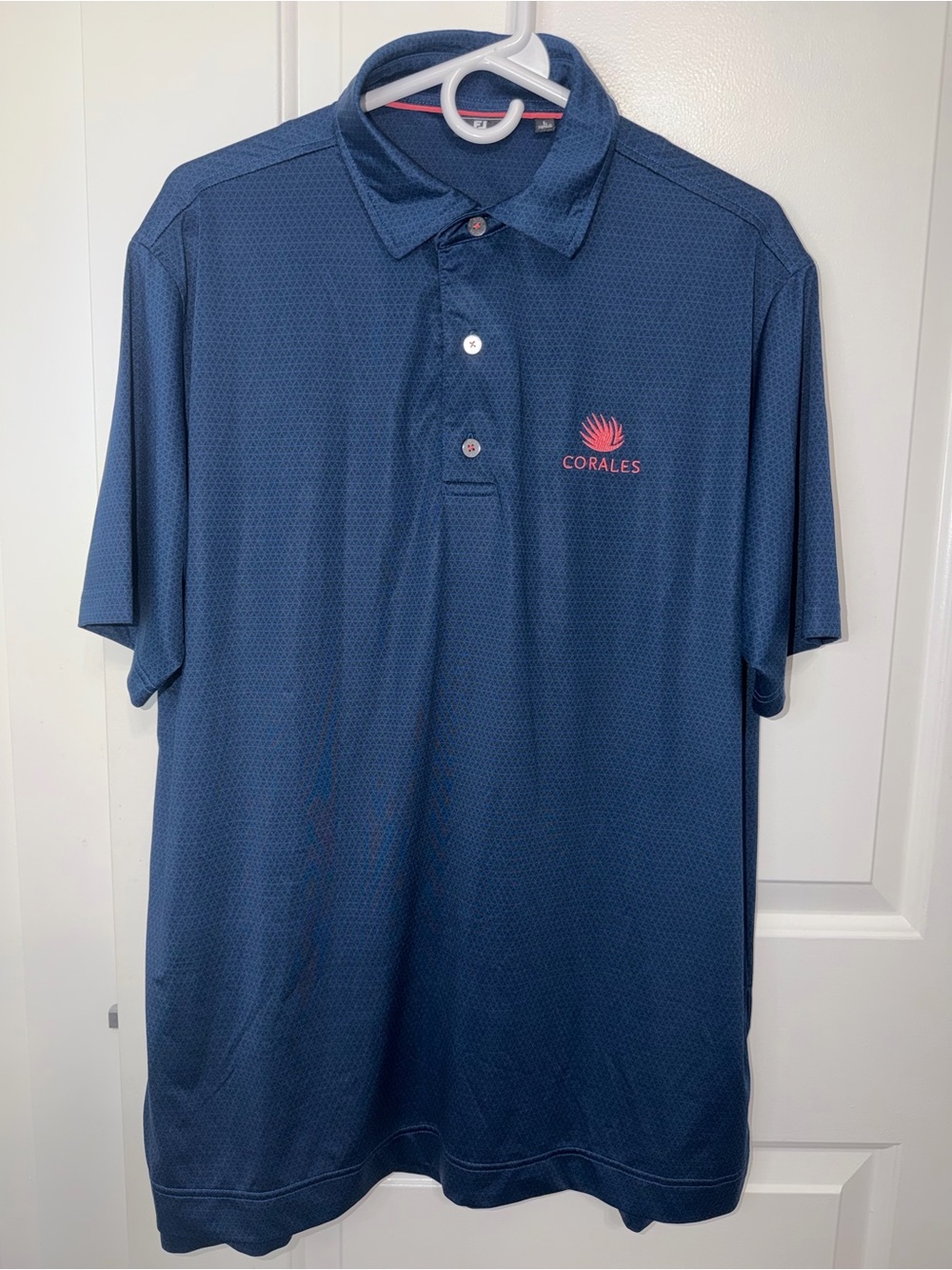FootJoy Corales Golf Polo Shirt Mens Large Navy Blue Performance Short Sleeve